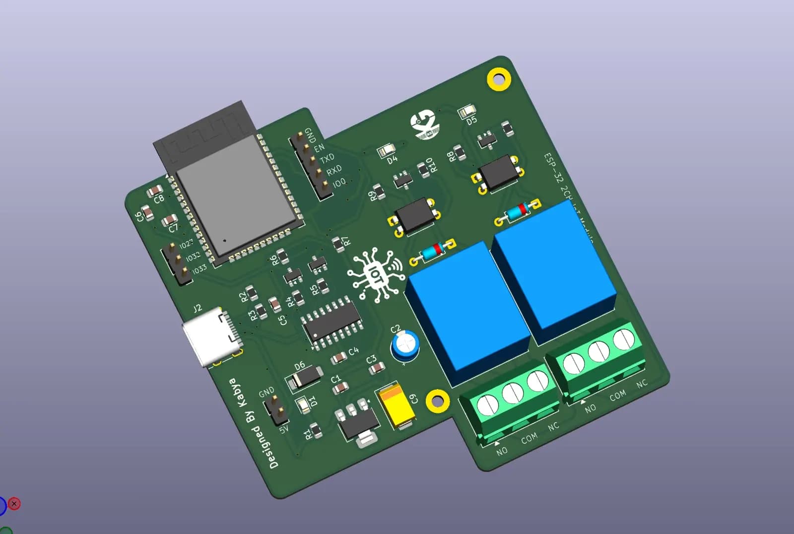 Custom ESP32 Dual-Channel IoT Relay Board