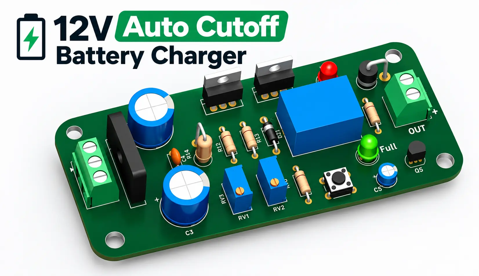 NexCharge: 10A Smart Auto Cut-Off Battery Charger
